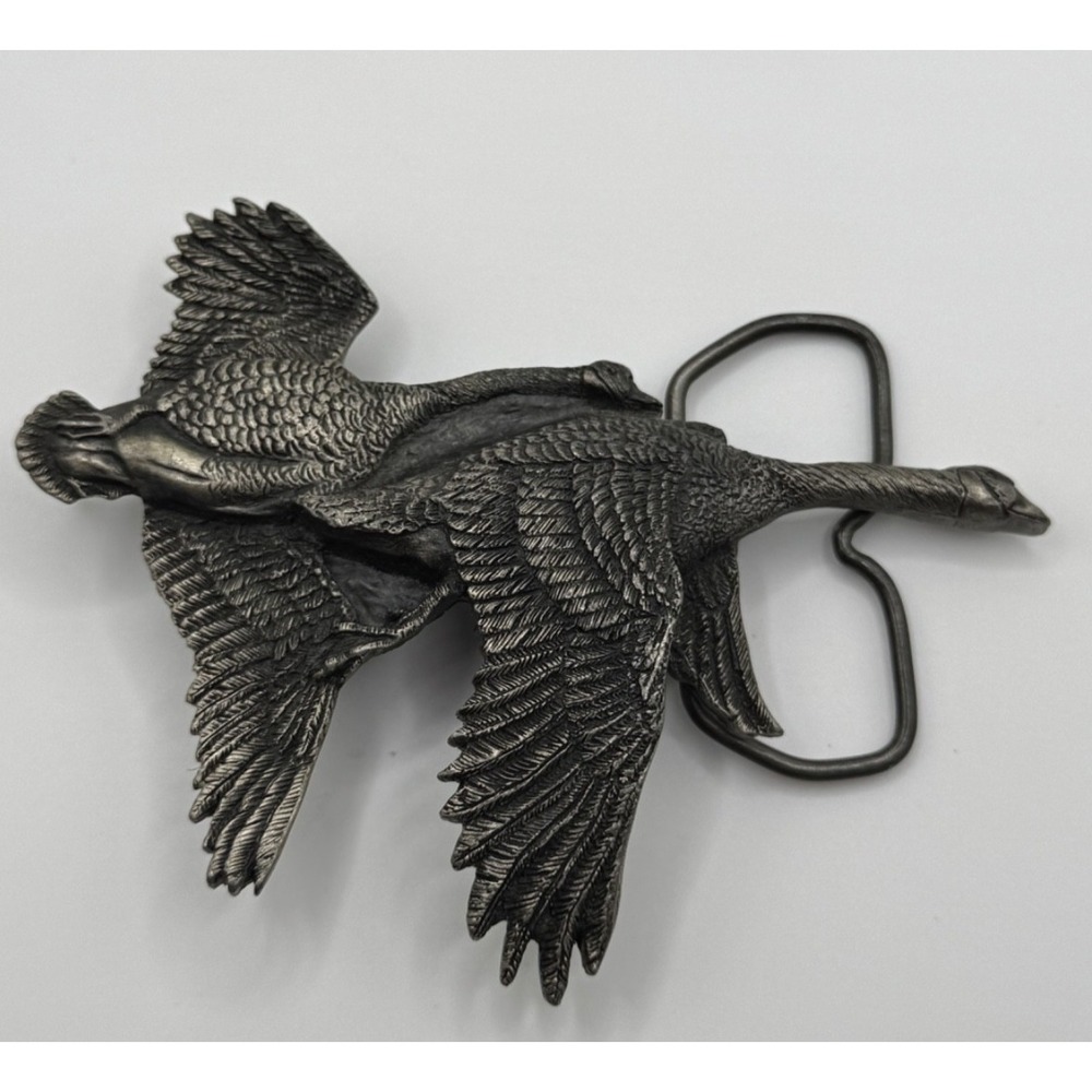 Vintage 1970 VineGarroon Foundries Belt Buckle Geese Flying Pewter
